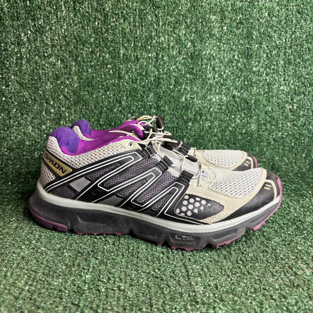 Salomon XR Mission Trail Running SensiFlex Gorp Sneakers Grey Purple Womens 8.5